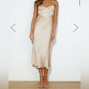 HI GORG MIDI DRESS CHAMPAGNE